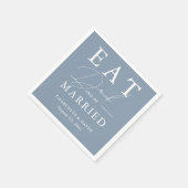 Rustiek Eet Drink en Wees getrouwd Stoffig Blauw B Servet (Hoek)