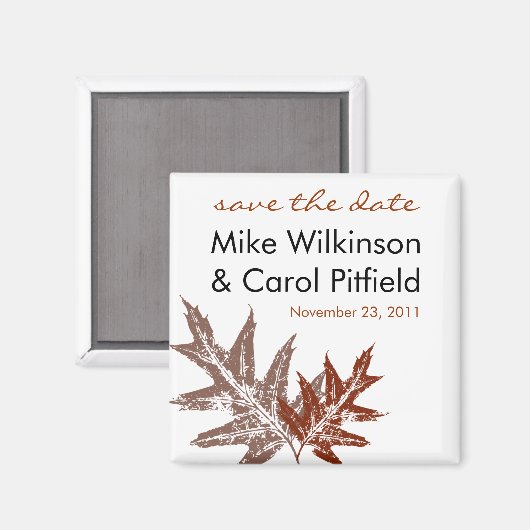 Rustiek eikenblad Save the Date Magnet (Voorkant / Achterkant)