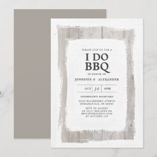 Rustiek Elegant Barnwood I DO BBQ Engagement Party Kaart