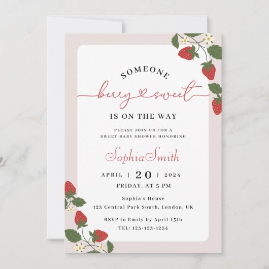 Rustiek Elegant Berry Sweet Baby shower Kaart (Voorkant)