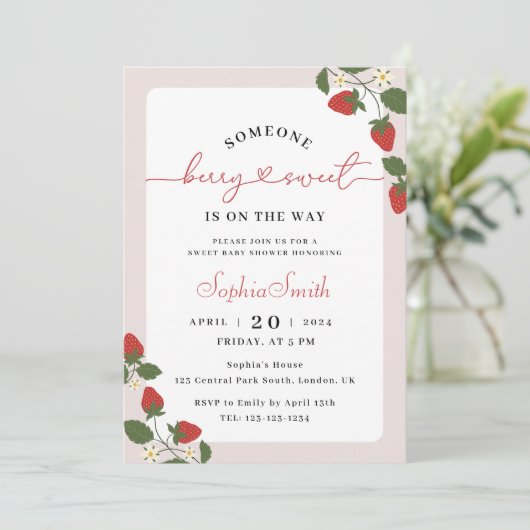 Rustiek Elegant Berry Sweet Baby shower Kaart (Staand voorkant)