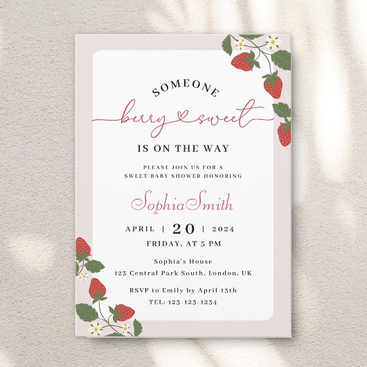 Rustiek Elegant Berry Sweet Baby shower Kaart