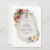 Rustiek Elegant Bloemen Doop Kaart (Voorkant)