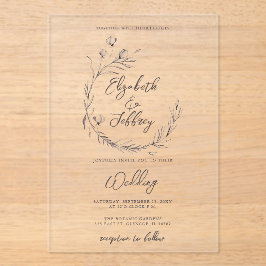Rustiek Elegant Bloemen Schets Bruiloft Acryl Uitnodigingen