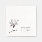 Rustiek Elegant Bloemen Schets Bruiloft Servet (Voorkant)