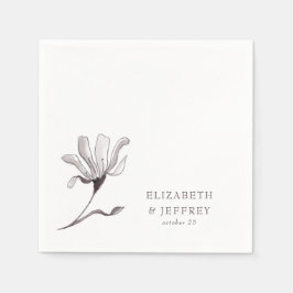 Rustiek Elegant Bloemen Schets Bruiloft Servet