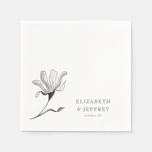 Rustiek Elegant Bloemen Schets Bruiloft Servet (Voorkant)