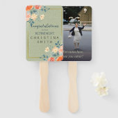 Rustiek Elegant Bloemen Waterverf Pensioen Party Handwaaier (Voorkant en achterkant)