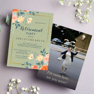 Rustiek Elegant Bloemen Waterverf Pensioen Party Kaart