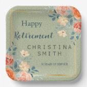 Rustiek Elegant Bloemen Waterverf Pensioen Party Papieren Bordje (Voorkant)