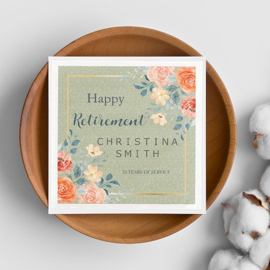 Rustiek Elegant Bloemen Waterverf Pensioen Party Servet