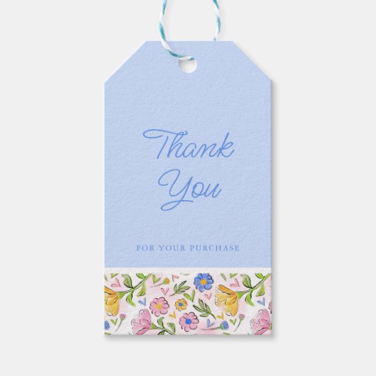 Rustiek Elegant Bloemen Zakelijk Dank u Cadeaulabel (Voorkant)