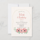 Rustiek Elegant Blush Roze Bloemen 51e Verjaardag Kaart (Voorkant)