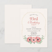 Rustiek Elegant Blush Roze Bloemen 93e Verjaardag Kaart (Voorkant / Achterkant)