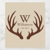 Rustiek Elegant Bruin Herten Antlers Custom Wijn Etiket (Enkel label)