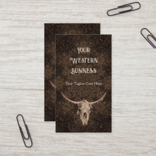 Rustiek Elegant Bruin Western Bull Skull Visitekaartje