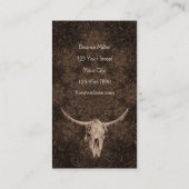 Rustiek Elegant Bruin Western Bull Skull Visitekaartje (Achterkant)
