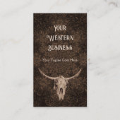 Rustiek Elegant Bruin Western Bull Skull Visitekaartje (Voorkant)