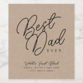 Rustiek Elegant Bruin & Zwart "Beste Pap Ooit" Wijn Etiket (Enkel label)