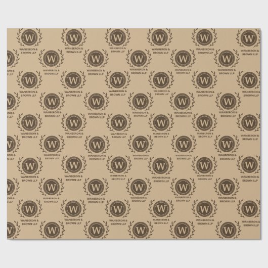 Rustiek Elegant Business Monogram Bruin Cadeaupapier (Vlak)
