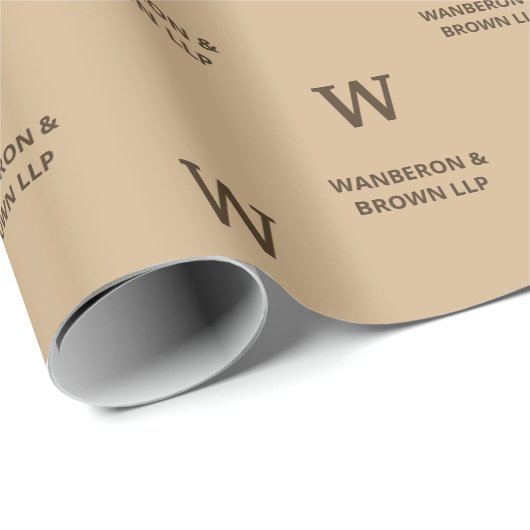 Rustiek Elegant Business Monogram Bruin Cadeaupapier (Rol Hoek)