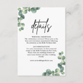 Rustiek Elegant Eucalyptus Groen Trouwdetails Informatiekaartje (Voorkant)