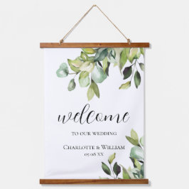 Rustiek Elegant Eucalyptus Huwelijk Welkom Hangend Wandkleed