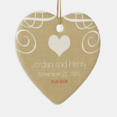 Rustiek Elegant Gepersonaliseerde Foto Hart Orname Keramisch Ornament (Rechts)