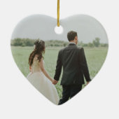 Rustiek Elegant Gepersonaliseerde Foto Hart Orname Keramisch Ornament (Achterkant)