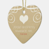 Rustiek Elegant Gepersonaliseerde Foto Hart Orname Keramisch Ornament (Links)