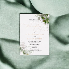 Rustiek Elegant Greenery Script Wedding Folie Uitnodiging