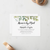 Rustiek Elegant Greenery Virtual Shower Nodig Kaar Notitiekaartje (Voorkant / Achterkant in situ)