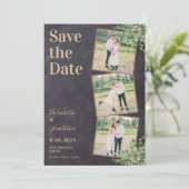Rustiek Elegant Groen Custom 3 Fotocollage Save The Date (Staand voorkant)