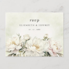 Rustiek Elegant Groen Wit Bloemen RSVP Briefkaart