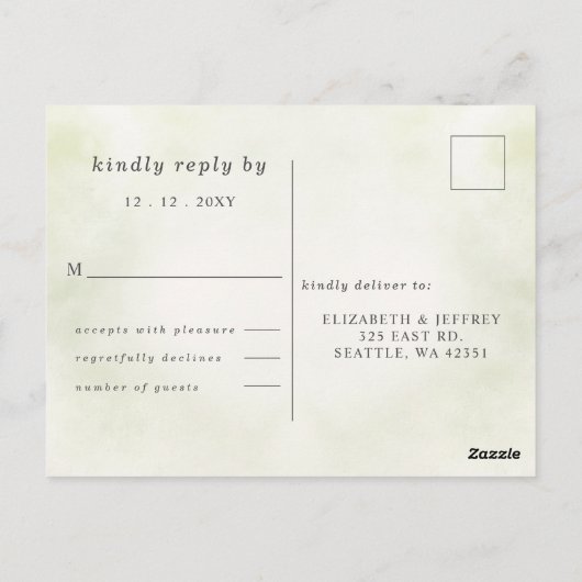 Rustiek Elegant Groen Wit Bloemen RSVP Briefkaart (Achterkant)