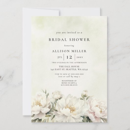 Rustiek Elegant groen Wit Bloemen Vrijgezellenfees Kaart (Voorkant)