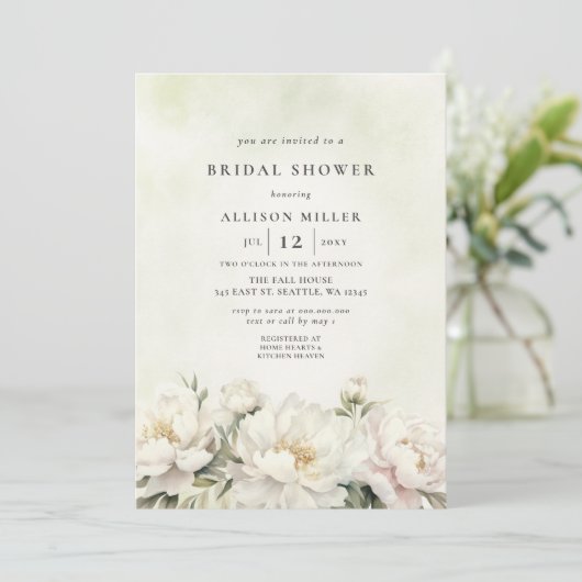 Rustiek Elegant groen Wit Bloemen Vrijgezellenfees Kaart (Staand voorkant)