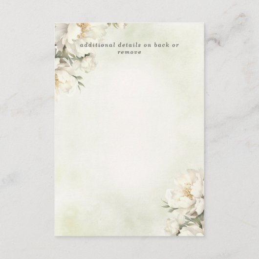 Rustiek Elegant groen wit bloemenbruiloft Informatiekaartje (Achterkant)