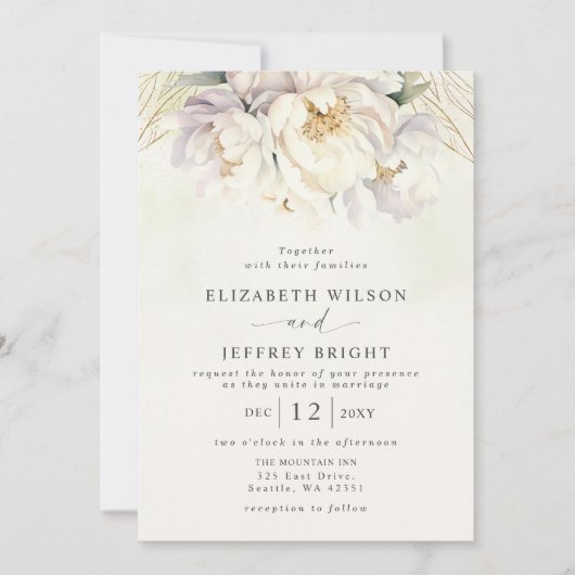 Rustiek Elegant groen wit bloemenbruiloft Kaart (Voorkant)