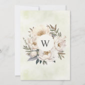 Rustiek Elegant groen wit bloemenbruiloft Kaart (Achterkant)