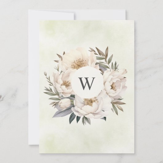 Rustiek Elegant groen wit bloemenbruiloft Kaart (Achterkant)