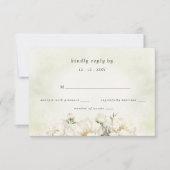 Rustiek Elegant groen wit bloemenbruiloft RSVP Kaartje (Voorkant)