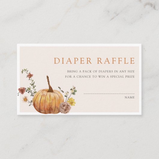 Rustiek Elegant Herfst Baby shower Luier Raffle Informatiekaartje (Voorkant)