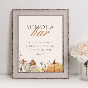 Rustiek Elegant Herfst Baby shower Mimosa Bar Sign Poster