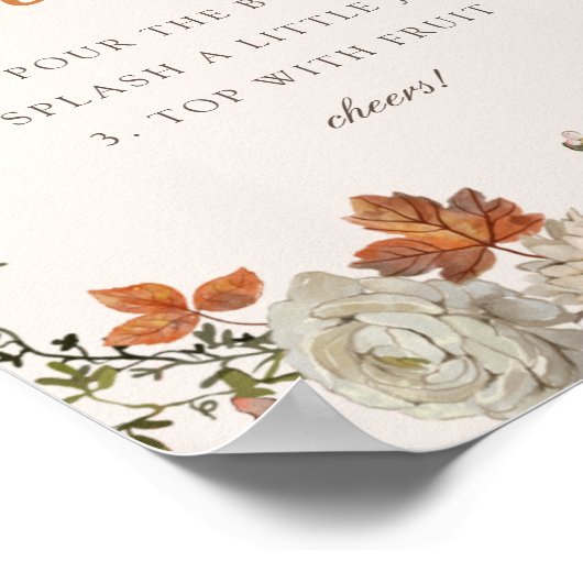 Rustiek Elegant Herfst Baby shower Mimosa Bar Sign Poster (Hoek)