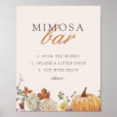 Rustiek Elegant Herfst Baby shower Mimosa Bar Sign Poster (Voorkant)