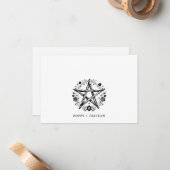 Rustiek Elegant Hout Bloemen Paren Naam Notitiekaartje (Voorkant / Achterkant in situ)