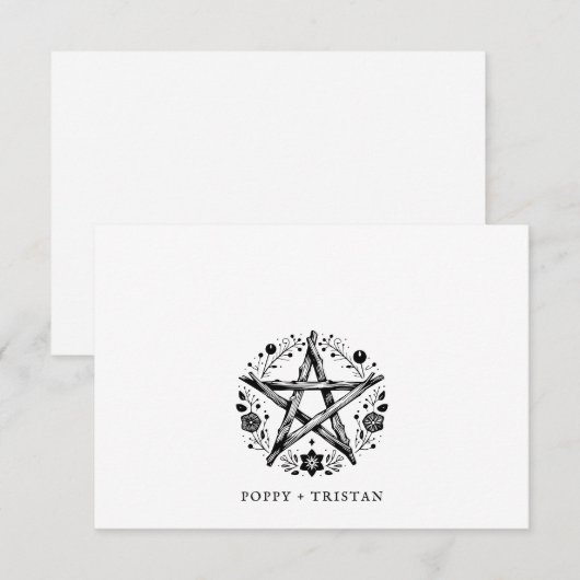 Rustiek Elegant Hout Bloemen Paren Naam Notitiekaartje (Voorkant / Achterkant)