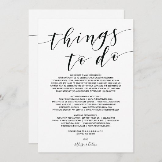 Rustiek Elegant Huwelijk Welkom en Reisschema Kaar Programmakaart (Voorkant / Achterkant)