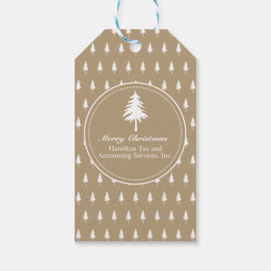 Rustiek Elegant Kraft Papier Zakelijk Kerstmis Cadeaulabel (Achterkant)